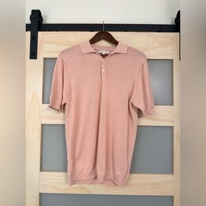 Jack Victor Silk Blend Knit Polo Shirt Pink Large Made in Italy